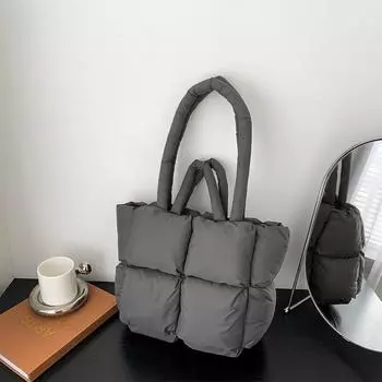 Сумка из хлопкового пуха Новая сумка из хлопковой куртки Сумка-тоут Yunduo Puff через плечо Большая вместительная клетчатая сумка