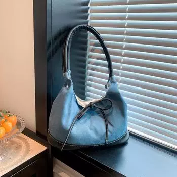 Сумка из холщовой ткани Niche Spliced, летняя сумка через плечо и подмышку, большая вместимость, сумка-тоут для поездок на работу белый