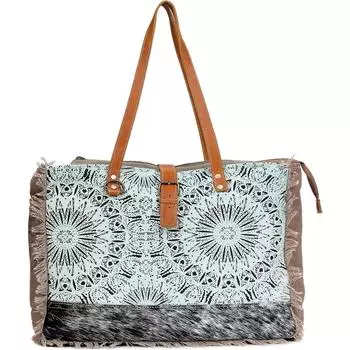 Сумка из холста, разноцветная, из коровьей шерсти на коже с сумкой из переработанного холста для женщин 14 x 12 x 5 in