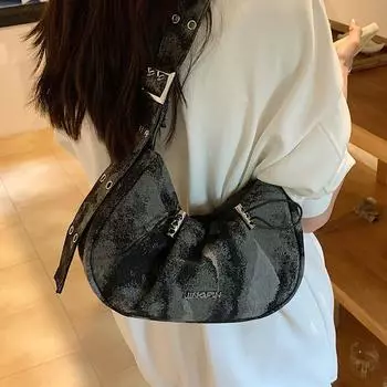 Сумка из холста с принтом в виде пятен чернил для женщин, летняя, новая, плиссированная, через плечо, в виде облака, элегантные модные сумки