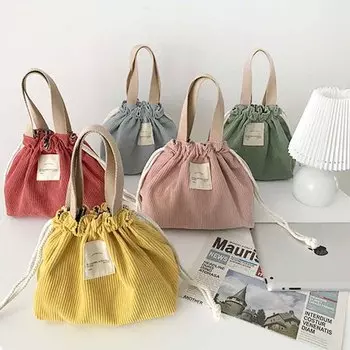 Сумка из холста, сумка для ланча, эко-ткань, вельветовый контейнер для еды, сумки для хранения продуктов на шнурке 19*20cm синий