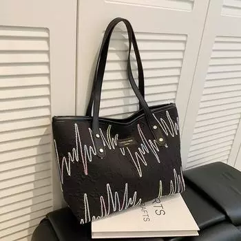 Сумка из холста женская большая вместимость 2025 новая повседневная универсальная сумка через плечо для студентов колледжа белый