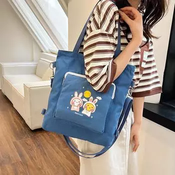 Сумка из холста, женская сумка-мессенджер, студенческий рюкзак большой вместимости, корейская версия сумки-мессенджера на молнии, косметичка розовый