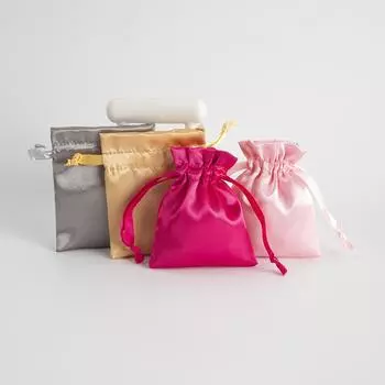 Сумка из искусственного атласа с завязками, карман на шнурке, сумка для хранения ювелирных изделий, подарочный мешочек розы красного