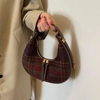 Сумка из искусственной кожи для женщин, сетчатая полосатая сумка через плечо в стиле полумесяца, женская сумка через подмышку для девочек, новинка