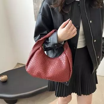 Сумка из искусственной кожи с красным полумесяцем, простая сумка из искусственной кожи для девочек чёрный