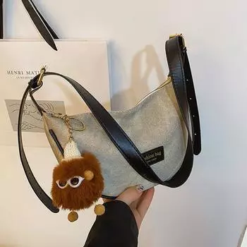 Сумка из искусственной кожи в стиле денима, сумка через плечо, модная, портативная, сумка для пельменей коричневый