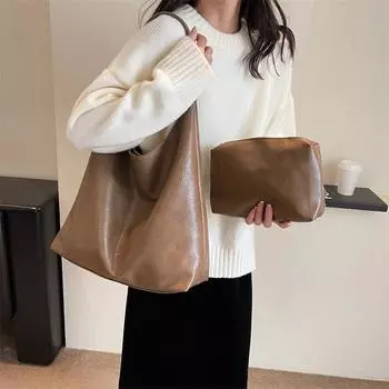 Сумка из искусственной кожи, женская сумка, большая вместительная сумка, женская сумка через плечо