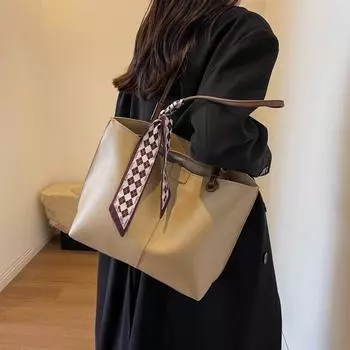 Сумка из искусственной кожи, женская сумка через плечо большой вместимости, классная сумка-тоут чёрный