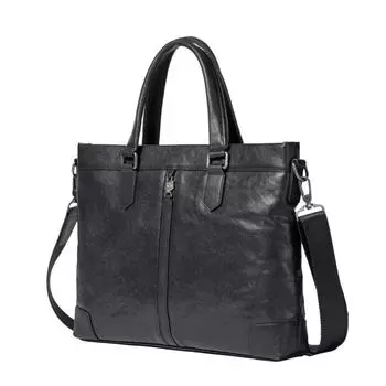 Сумка из коровьей кожи первого слоя, мягкая, простая, через плечо, сумка для деловых поездок и документов, натуральная кожа One Size чёрный