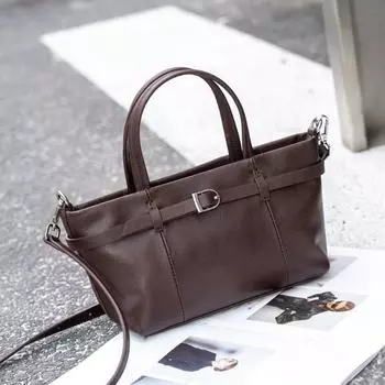 Сумка из коровьей кожи растительного дубления для женщин Винтажная сумка через плечо для женщин Сумка-корзина для овощей Кожаная сумка кофейный