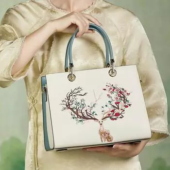 Сумка из коровьей кожи в китайском стиле для женщин, оригинальная сумка через плечо с верхней ручкой, популярные кожаные сумки, ограниченное количество