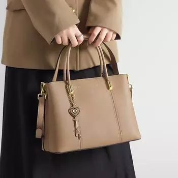 Сумка из коровьей кожи женская натуральная кожа большая вместимость пожилая фактурная сумка через плечо простая сумка-тоут абрикосовый