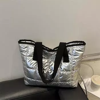 Сумка из космического хлопка Модная сумка Женская сумка Сумка-мессенджер Сумка через плечо Сумка-клетчатая сумка Модная сумка серебряный