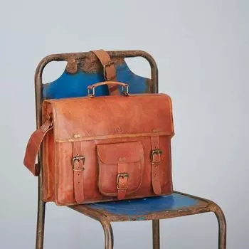 Сумка из козьей кожи для мужчин, винтажный S, коричневый портфель для ноутбука, натуральная сумка через плечо 11 X 15 X 4 in коричневый