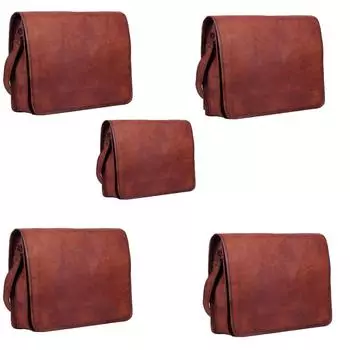 Сумка из козьей кожи для мужчин, новый винтажный коричневый S Messenger, портфель для ноутбука. { Упаковка из 5 шт. } 9 x 11 x 3 in коричневый