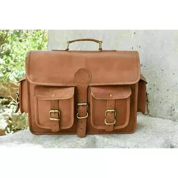 Сумка из козьей кожи для мужчин Vintage S Messenger для ноутбука коричневый портфель из натуральной кожи на плечо 11 x 15 x 5 in коричневый