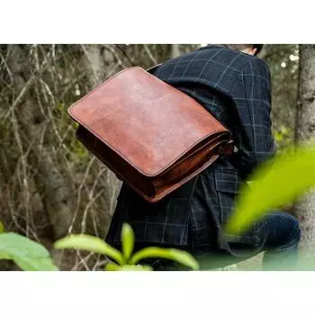 Сумка из козьей кожи для мужчин, новый винтажный коричневый S Messenger, портфель для ноутбука 9 x 11 x 3 in коричневый