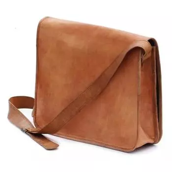 Сумка из козьей кожи, портфель для ноутбука, подлинная винтажная коричневая сумка-портфель, настоящая 11 x 9 x 3 in коричневый