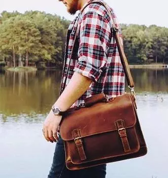 Сумка из кожи буйвола Сумка для ноутбука из кожи буйвола Охотник 15 x 12 x 4 in светло-коричневого