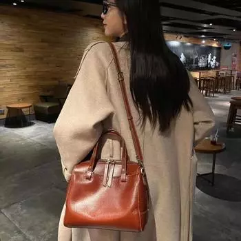 Сумка из кожи растительного дубления, верхний слой из коровьей кожи, большая сумка из натуральной кожи, ретро-сумка через плечо, модная повседневная мягкая кожа темно-зеленого