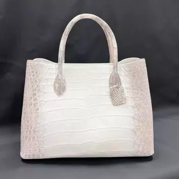 Сумка из крокодиловой кожи большой вместимости, роскошные повседневные женские сумки, открытая белая высококачественная женская сумка
