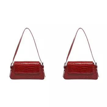 Сумка из лакированной кожи из искусственной кожи с крокодиловым узором, женская сумка под мышками (Бургундия)