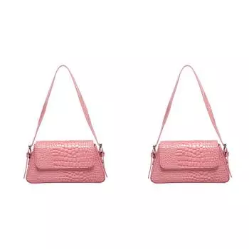 Сумка из лакированной кожи из искусственной кожи с крокодиловым узором, женская сумка под мышками (розовый)