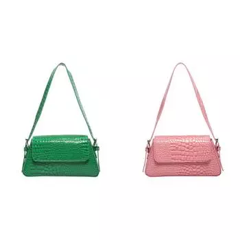 Сумка из лакированной кожи из искусственной кожи с крокодиловым узором, женская сумка под мышками (зеленый)