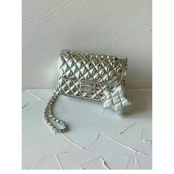 Сумка из лакированной кожи женская глянцевая маленькая ароматная сумка с ромбом и цепочкой 2024 года новая сумка-мессенджер со звездой маленькая квадратная сумка серебряный