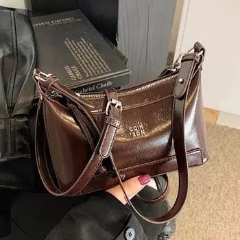 Сумка из масляной вощеной кожи, женская сумка, модная сумка на одно плечо, модная и простая сумка для подмышек красный