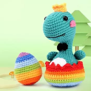 Сумка из материала куклы динозавра, полный инструмент с инструкцией по вязанию. Научитесь вязать крючком для взрослых и детей. Набор для вязания крючком яйца динозавра своими руками.