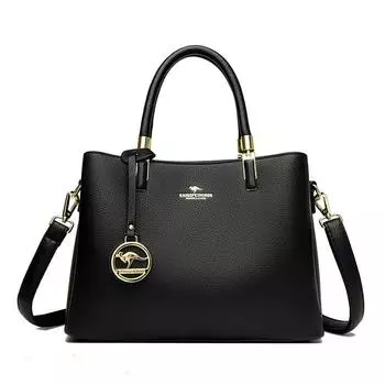 Сумка из мягкой кожи, сумка через плечо большой вместимости чёрный