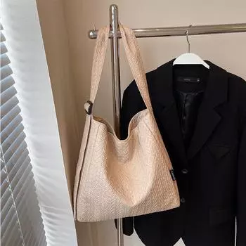 Сумка из мятой ткани, большая вместительная сумка для поездок на работу, повседневная легкая универсальная сумка через плечо