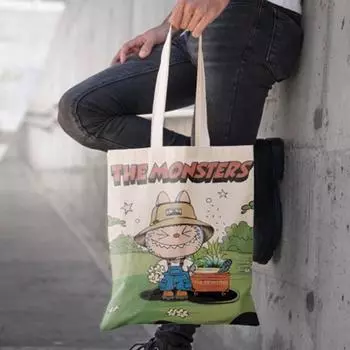 Сумка из мультфильма Лабубу, сумка-монстр, кавайная овца, большая вместимость, женская портативная сумка для покупок, сумка для хранения
