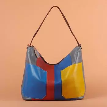 Сумка из натуральной кожи для женщин, кожаная цветная строчка, ручная работа, европейская и американская ретро-сумка через плечо