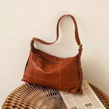 Сумка из натуральной кожи для женщин, сумки через плечо, женская сумка-тоут, дизайнерские брендовые сумки из натуральной кожи коричневый