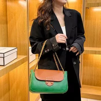 Сумка из натуральной кожи для женщин, большая вместимость, сумка на цепочке через плечо