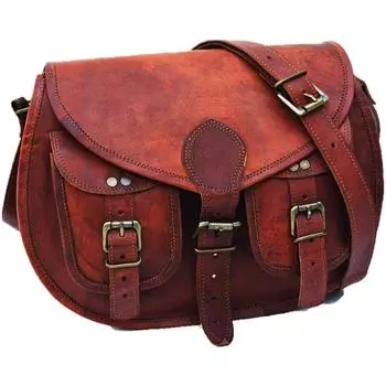 Сумка из натуральной кожи для женщин, сумка через плечо, сумка через плечо 10 x 13 x 4 in коричневый