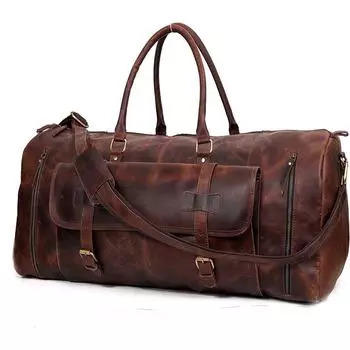Сумка из натуральной кожи | Кожаная сумка для путешествий на выходные | Спортивная спортивная сумка для мужчин 24 дюйма 24 X 12 X 10 in коричневый