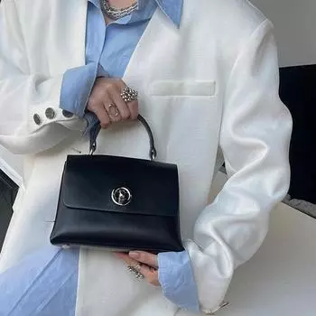 Сумка из натуральной кожи, маленькая квадратная сумка Commuter Chic Chic All-in-one Crossbody чёрный