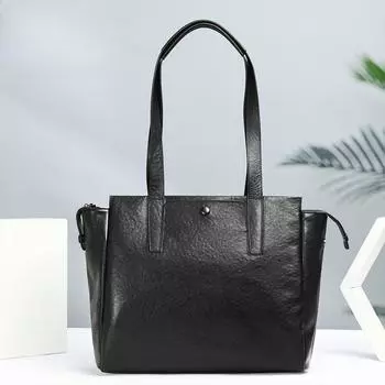 Сумка из натуральной кожи Мужские сумки Деловой дорожный портфель Повседневная простая сумка через плечо Большая вместимость Сумка из коровьей кожи чёрный