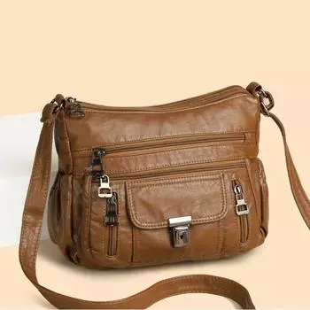 Сумка из натуральной кожи с текстурой. Вместительная практичная сумка через плечо на одно плечо. Сумка для женщин среднего возраста. Сумка для мам. чёрный