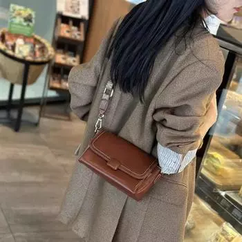 Сумка из натуральной кожи с верхним слоем из коровьей кожи растительного дубления, женская стильная универсальная маленькая сумка, женская маленькая квадратная сумка, сумка через плечо на одно плечо темно-коричневого