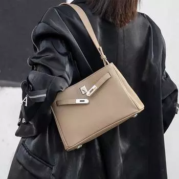 Сумка из натуральной кожи, сумка через плечо для женщин, новый передний слой из коровьей кожи, сумка через плечо, модная сумка через подмышку в стиле ретро с замком