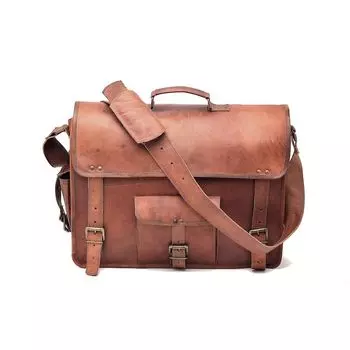 Сумка из натуральной кожи, сумка для ноутбука для мужчин и женщин, сумка через плечо ручной работы, винтажная сумка-портфель, офисная сумка, подарок для него/нее 16 x 12 x 4 in коричневый