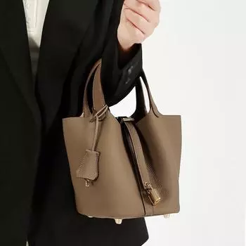 Сумка из натуральной кожи высшего качества Женская сумка из натуральной кожи Сумка-ведро в стиле ретро Универсальная и модная сумка