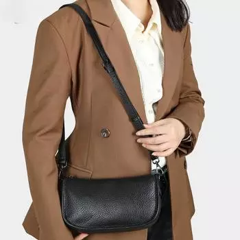 Сумка из натуральной кожи высшего качества. Модная женская сумка с широким ремнем на плечо. Простая сумка через плечо на одно плечо. Большая вместимость.