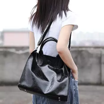 Сумка из натуральной кожи женская кожаная сумка-тоут большой емкости сумка через плечо сумка через плечо чёрный