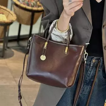 Сумка из натуральной кожи, женская модная сумка в стиле ретро, сумка через плечо на одно плечо, женская сумка, верхний слой растительного дубления, коровья кожа, модная сумка-мешок